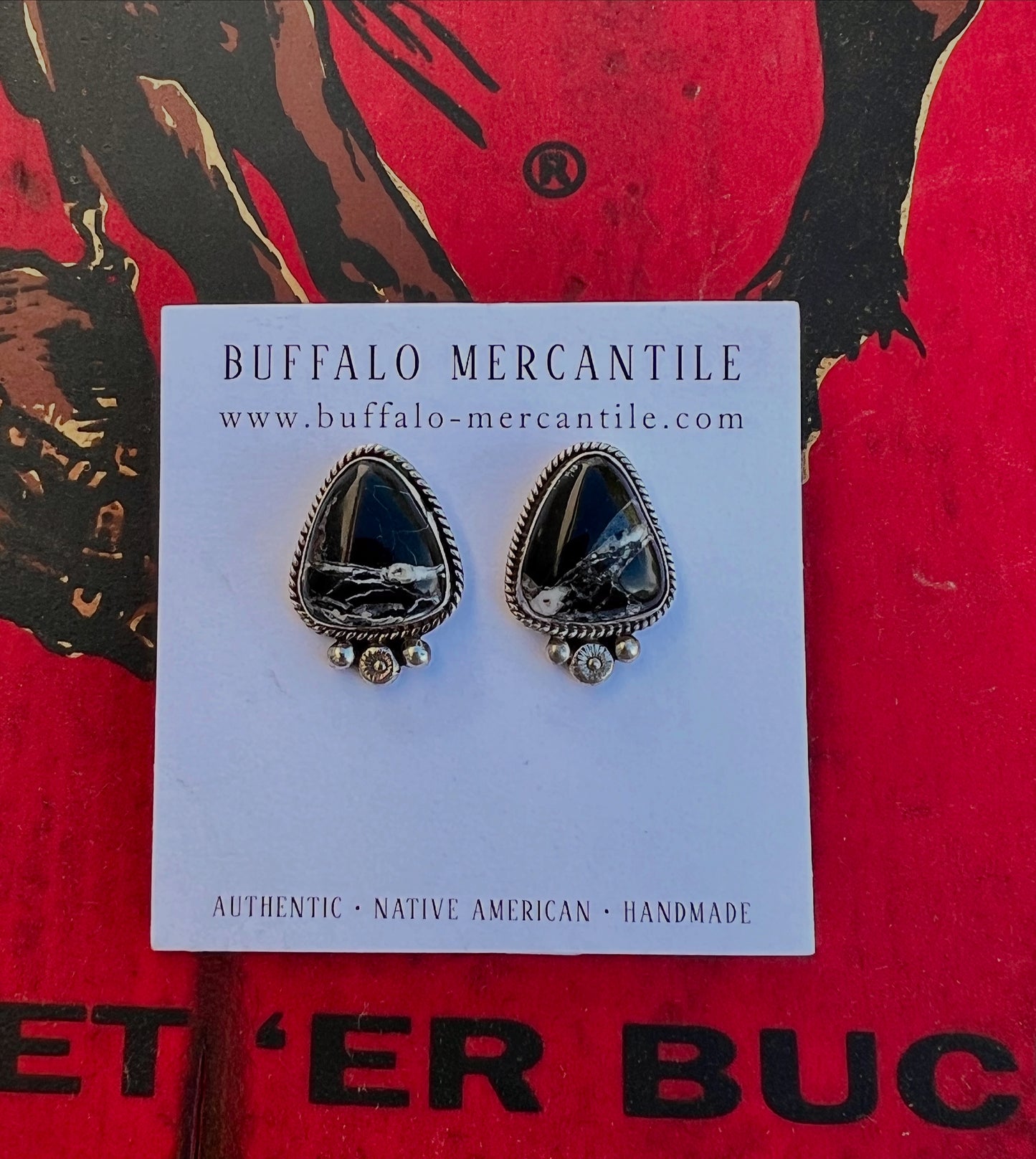White Buffalo Sterling Stud Earrings
