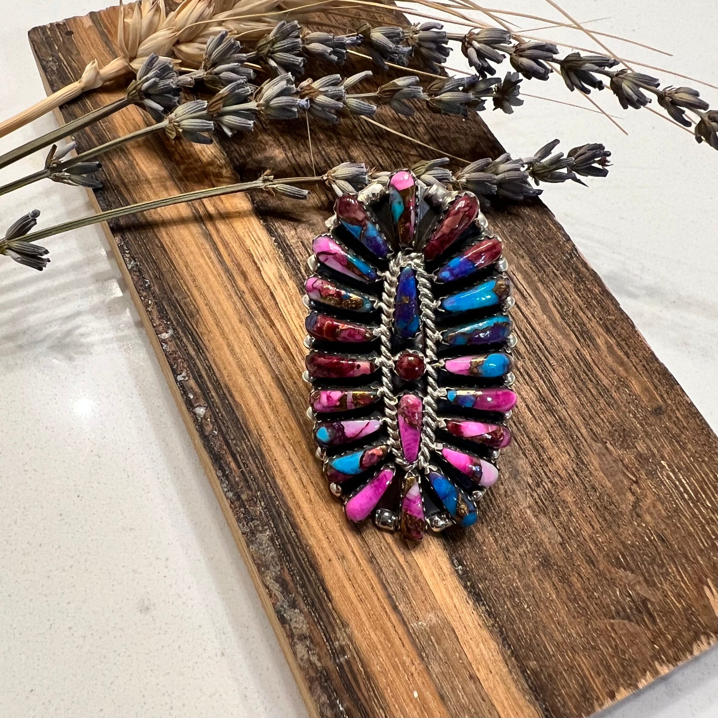 Pink Dahlia Large Cluster Ring-size 6