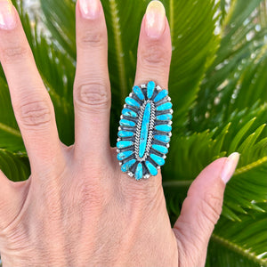Large Zuni Turquoise Cluster Ring