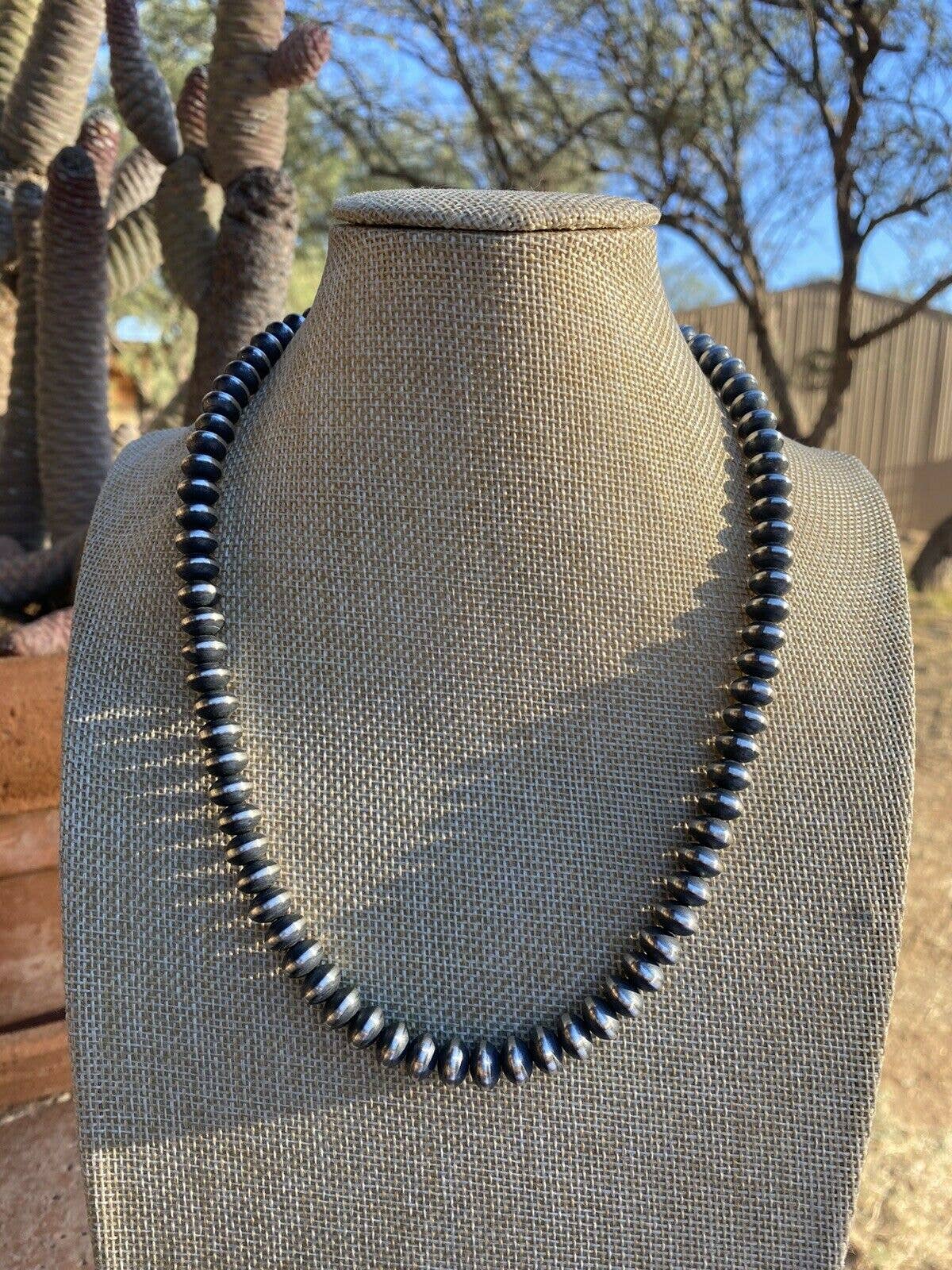 20” Sterling Silver Handmade Saucer Beads-9mm