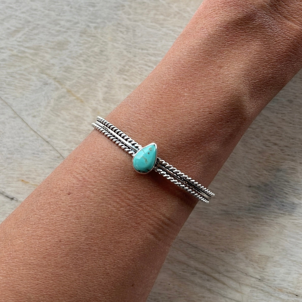 Teardrop Turquoise Stacker Cuff
