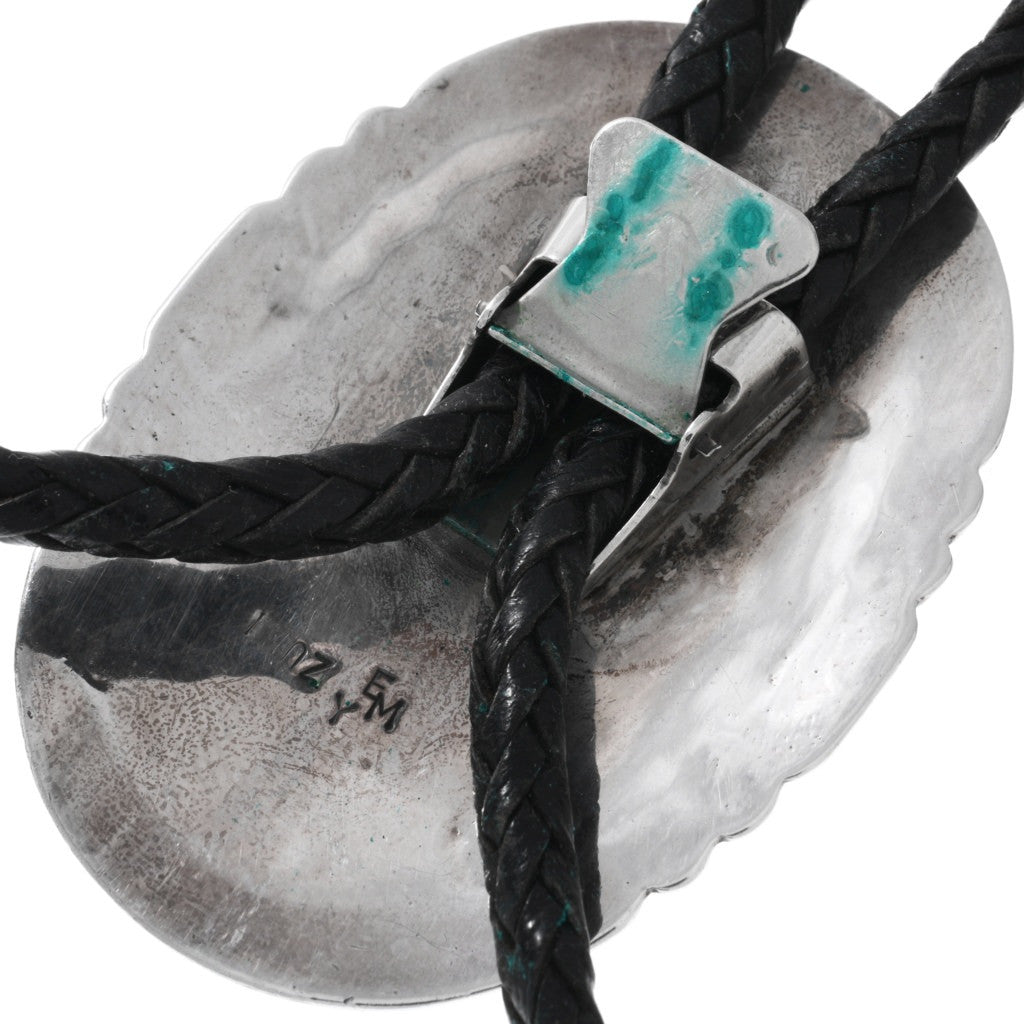 Vintage Zuni Sterling & Turquoise Cluster Bolo Tie