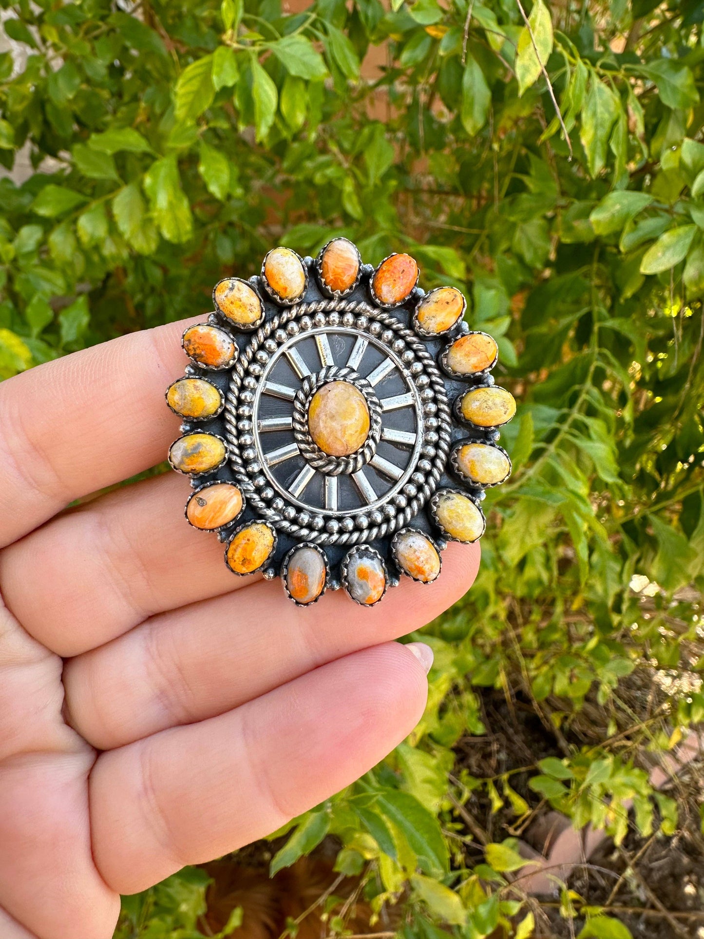 Beautiful Handmade Bumble Bee Jasper And Sterling Silver Adjustable Ring