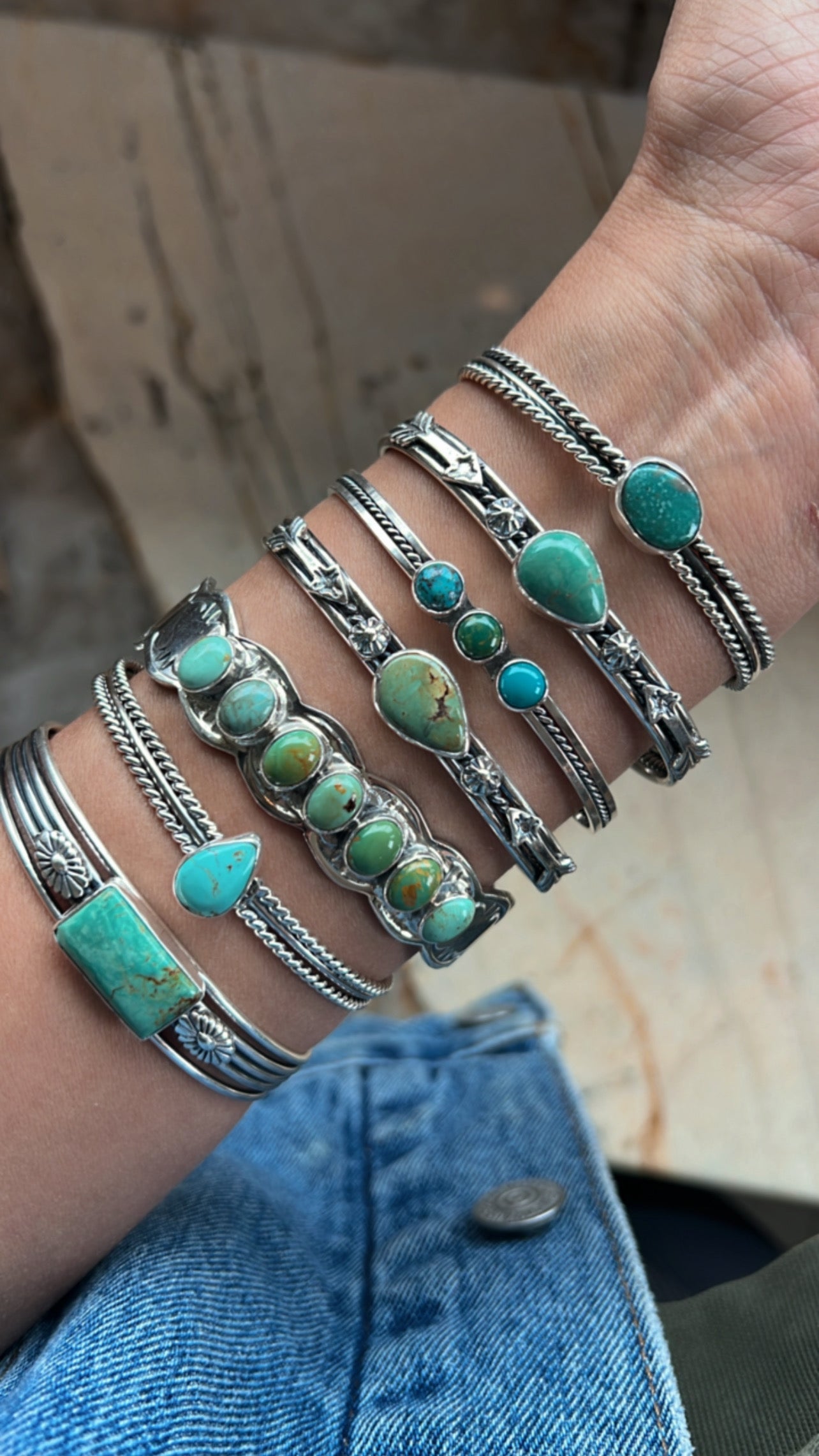 Oval Turquoise Stacker Cuff