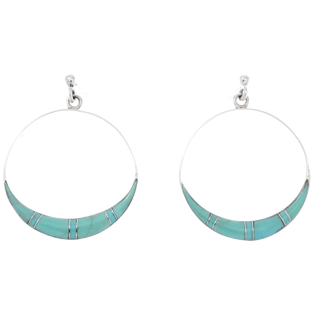 Turquoise + Sterling Inlay Hoop Earrings