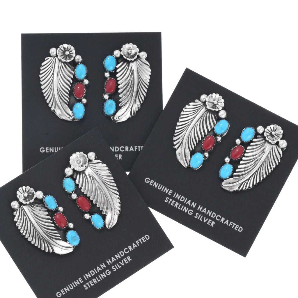 The Verna Turquoise and Coral Earrings