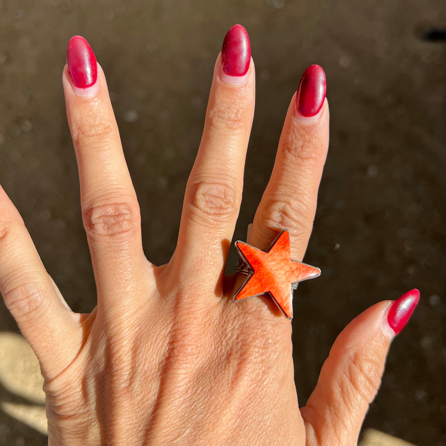Orange Spiny Star Ring