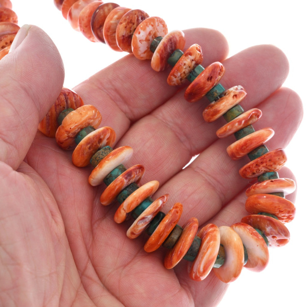 The Ochoco Orange Spiny + Turquoise Beaded Necklace