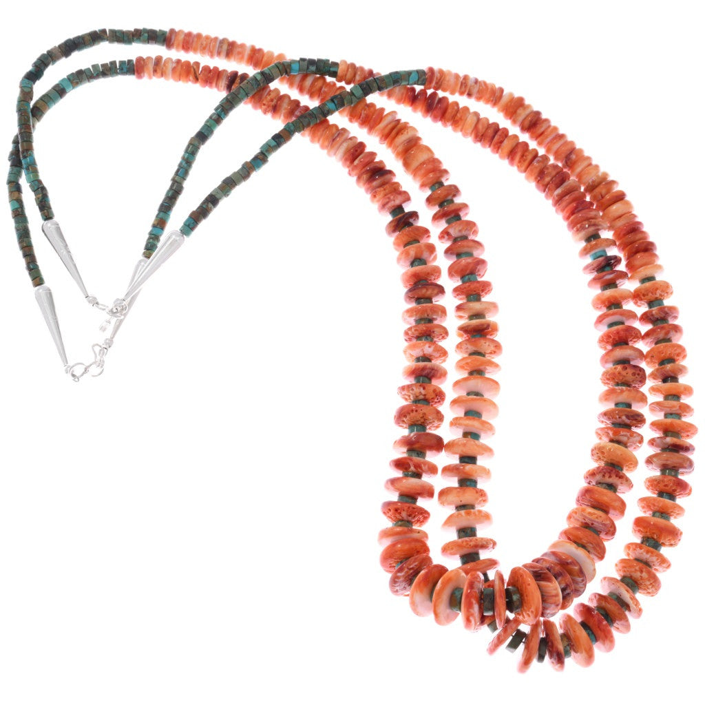 The Ochoco Orange Spiny + Turquoise Beaded Necklace
