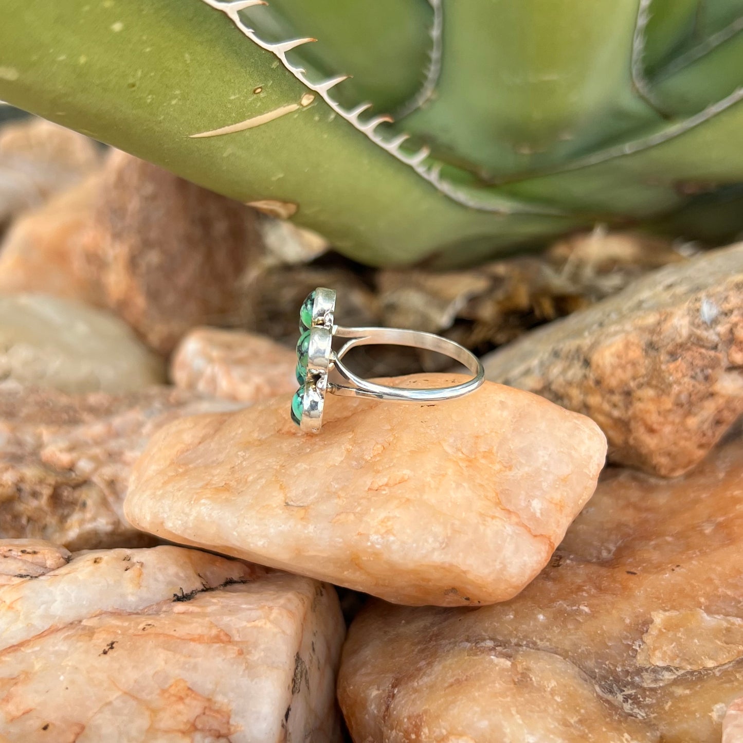 Green Turquoise Cluster Ring