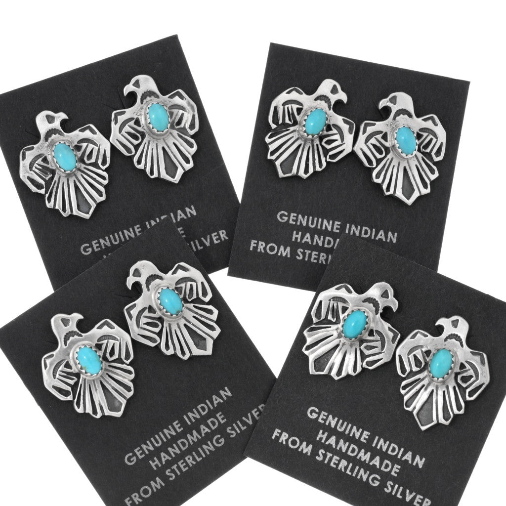 Dainty Turquoise Thunderbird Earrings