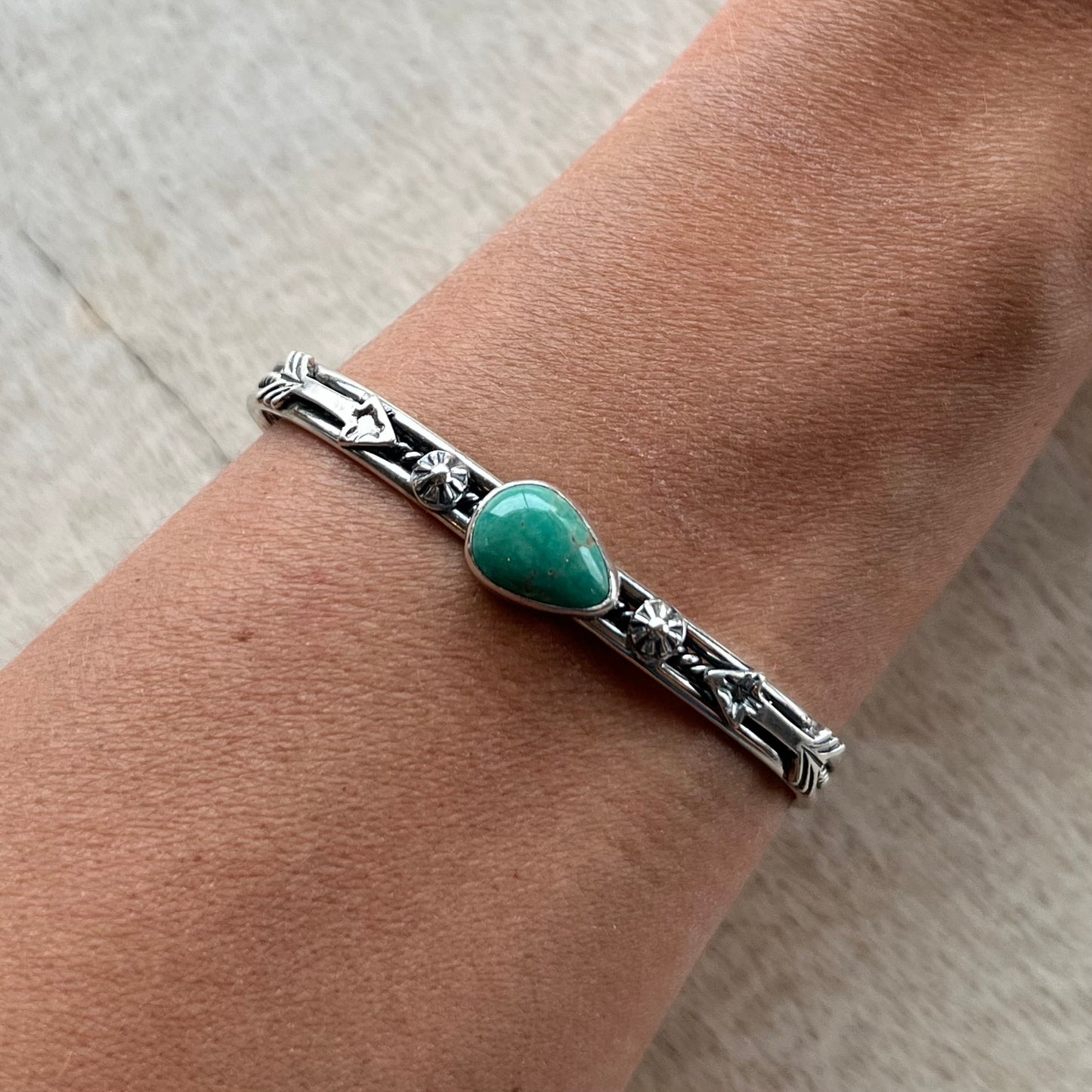 Turquoise and Sterling Arrow Stacker Cuff