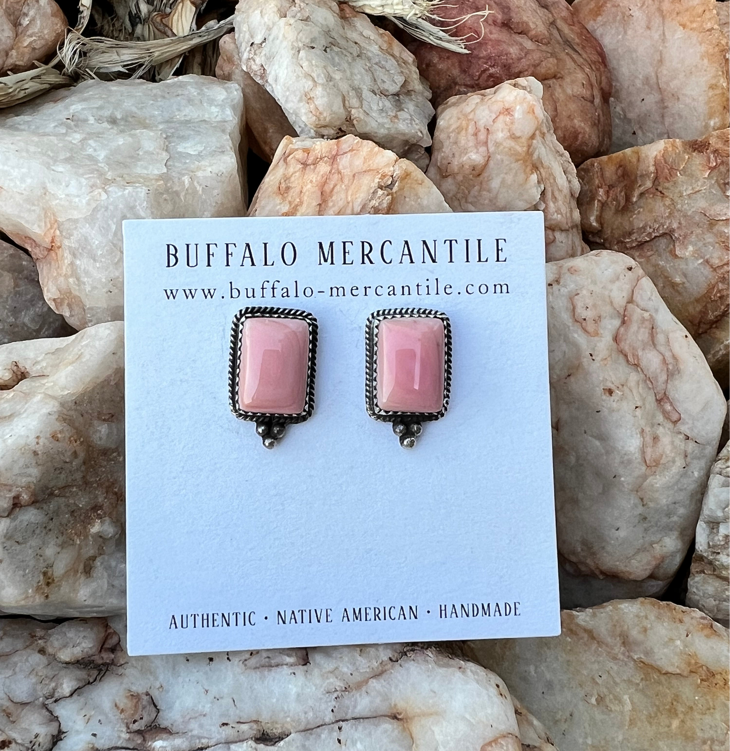 Pink Conch Square Sterling Post Earrings