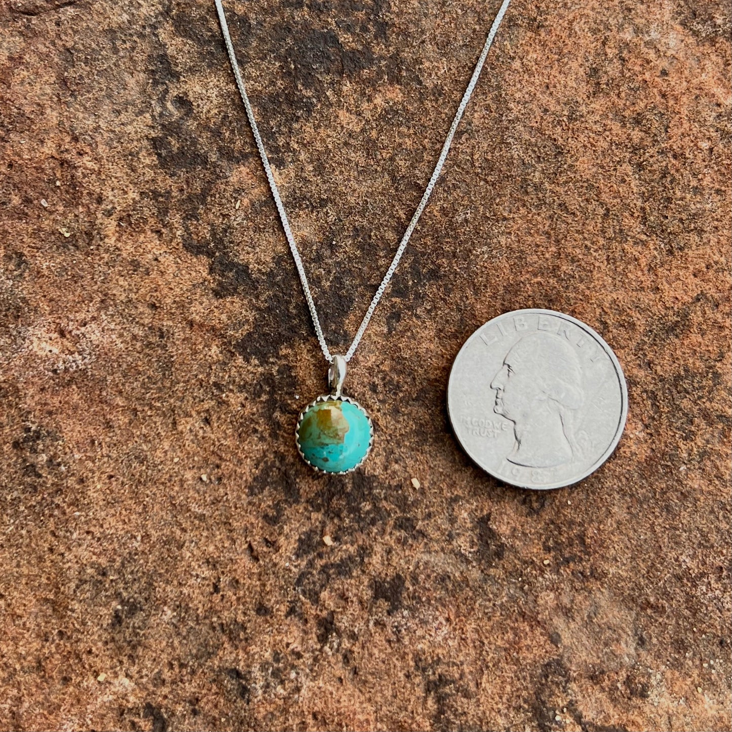 Dainty Turquoise + Sterling Pendant