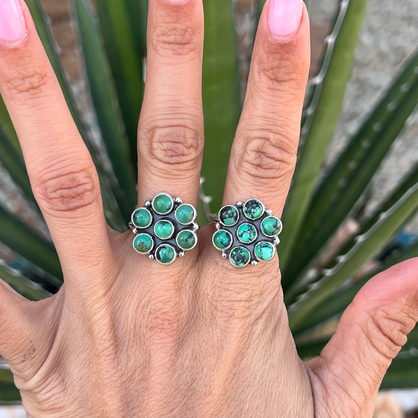 Green Turquoise Cluster Ring