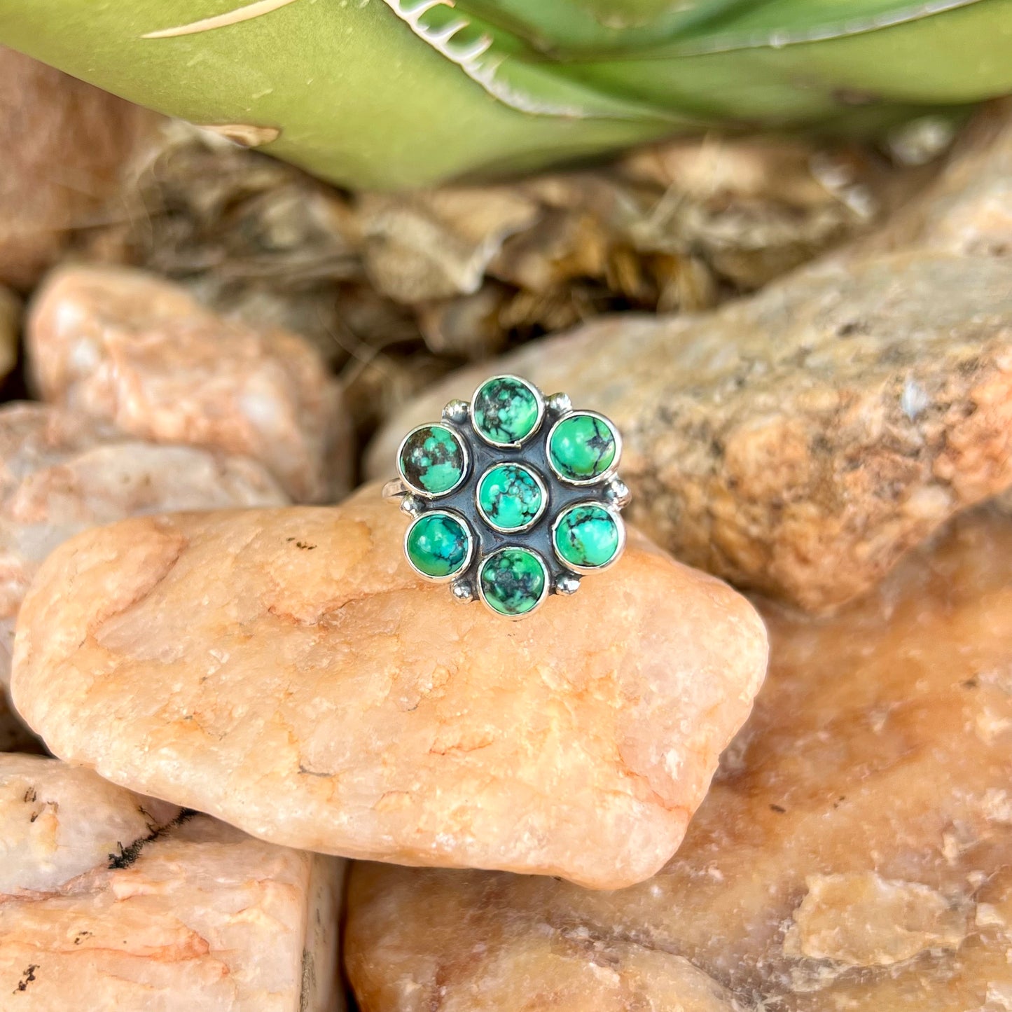 Green Turquoise Cluster Ring