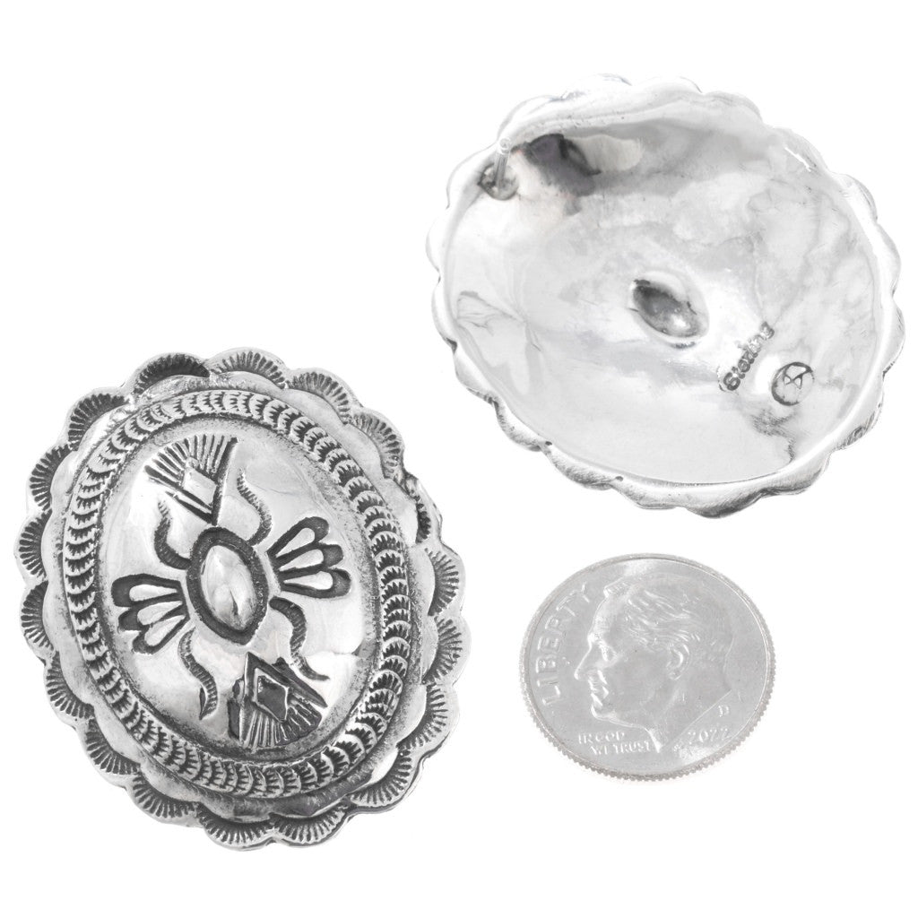 Dainty Stamped Sterling Concho Earrings