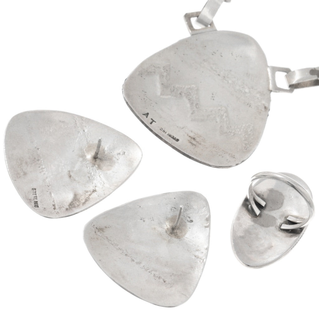 Vintage Sterling Silver Navajo Overlay Necklace Set