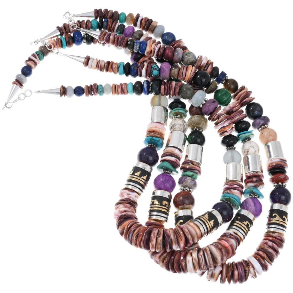 Rose Singer Purple Spiny Multi-Stone Necklace