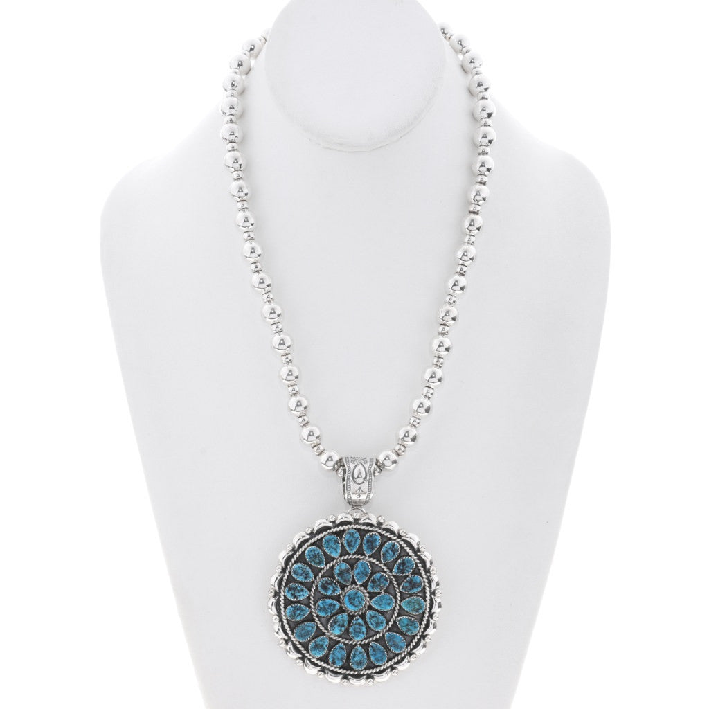 Kingman Turquoise Navajo Cluster Pendant