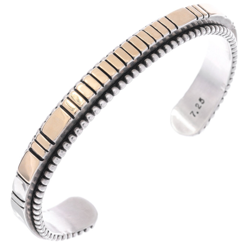 Vintage 14k Gold and Sterling Navajo Cuff