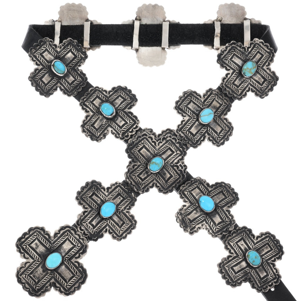 Vintage Turquoise Cross Concho Belt