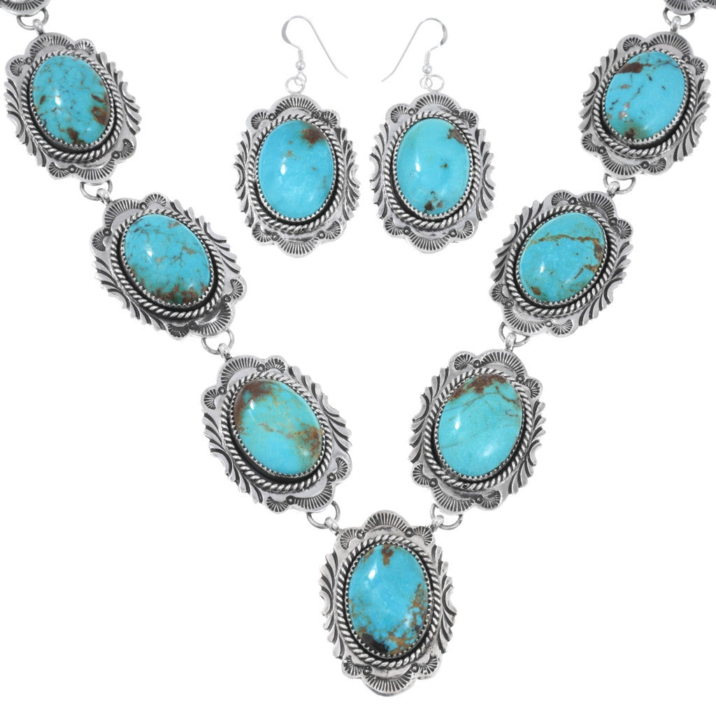 Kingman Turquoise + Sterling Statement Necklace Set