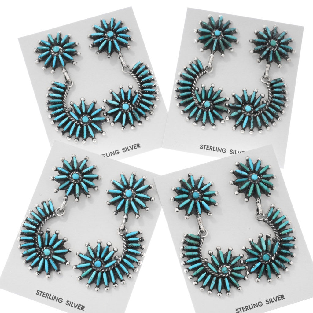 Zuni Handmade Needlepoint Turquoise Earrings