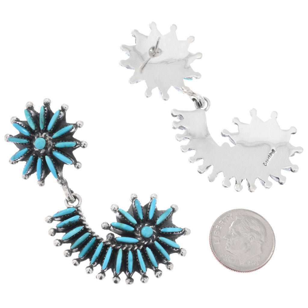 Zuni Handmade Needlepoint Turquoise Earrings