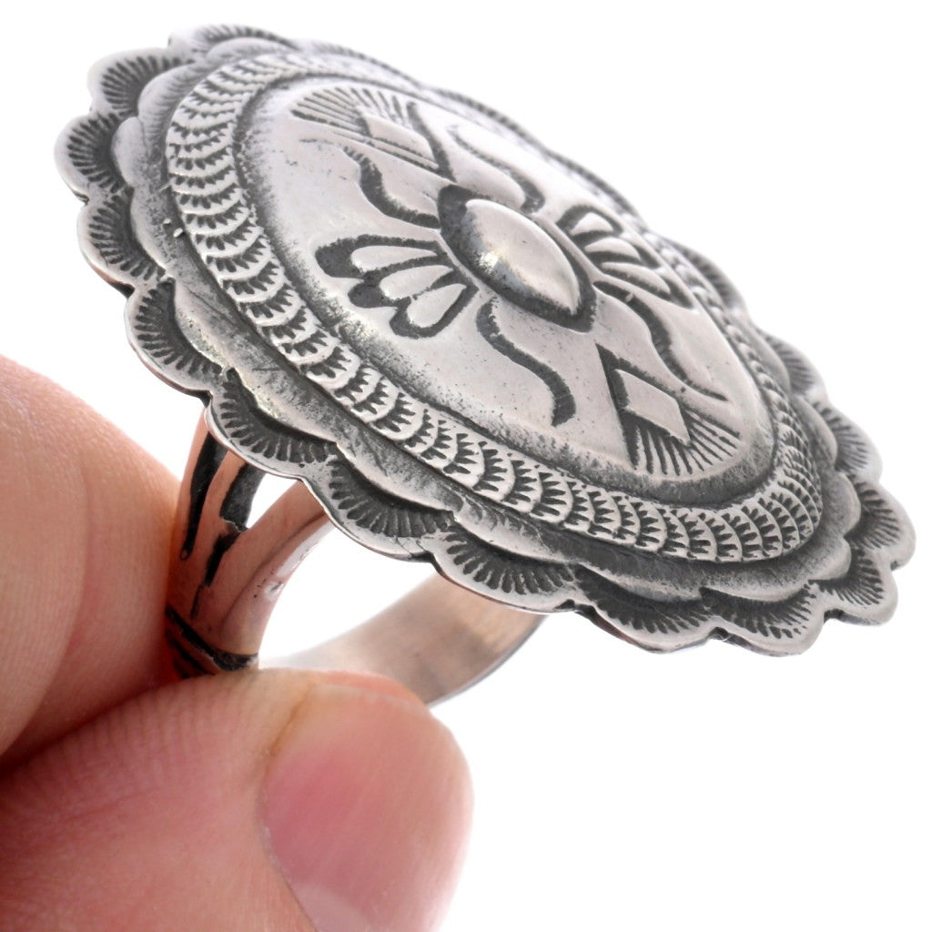 Sterling Silver Stamped Concho Ring