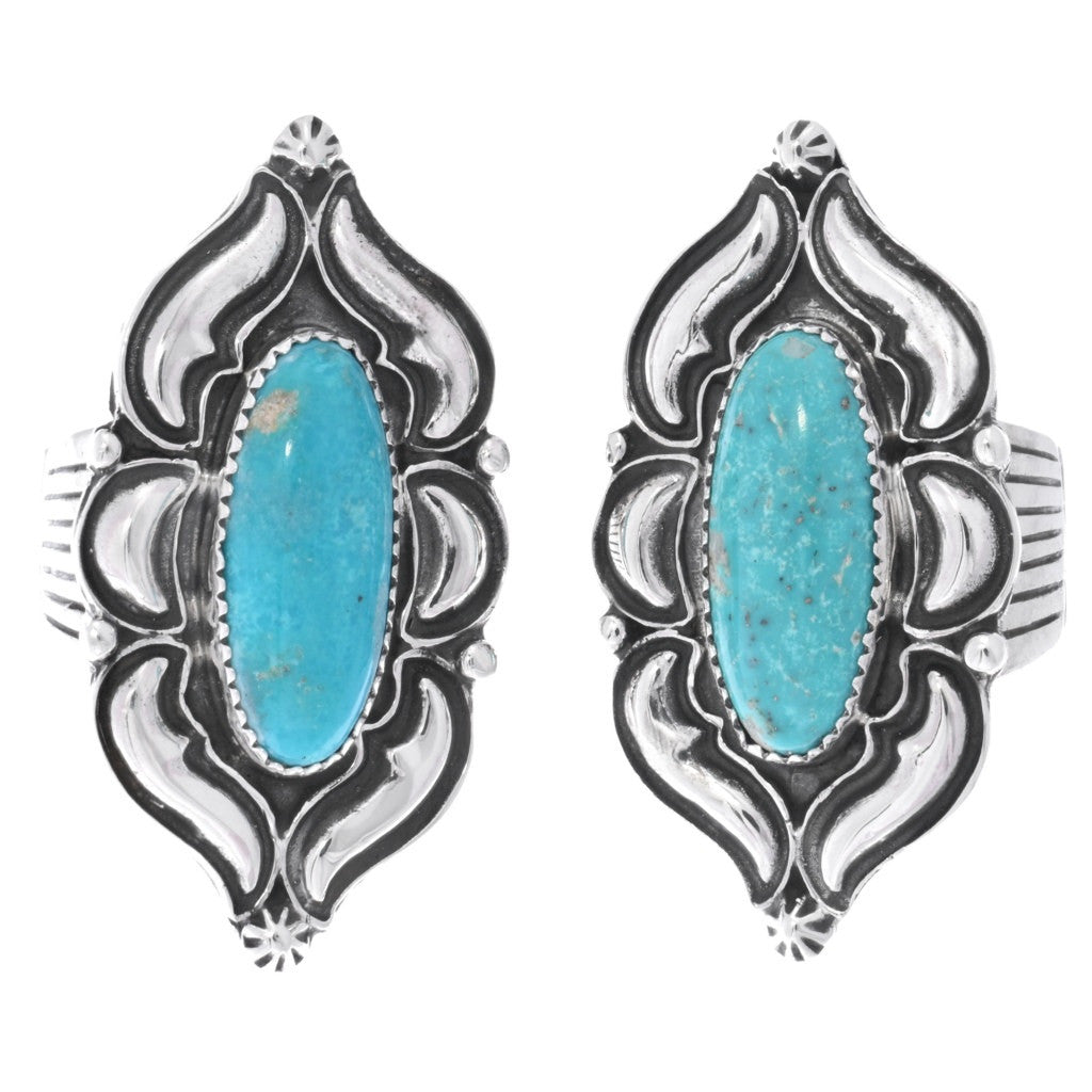 Handmade Sterling Silver and Turquoise Repoussé Ring