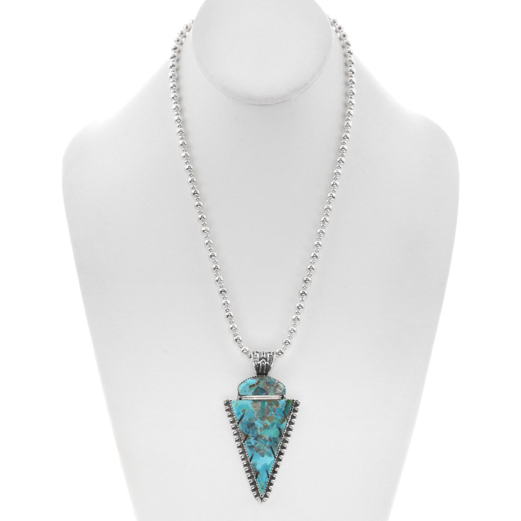 Hand Carved Turquoise Arrowhead Pendant