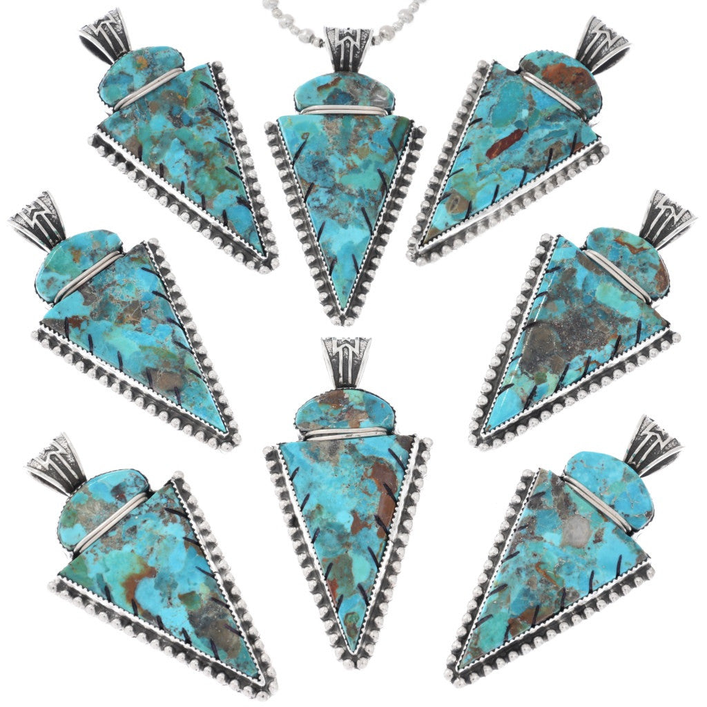 Hand Carved Turquoise Arrowhead Pendant