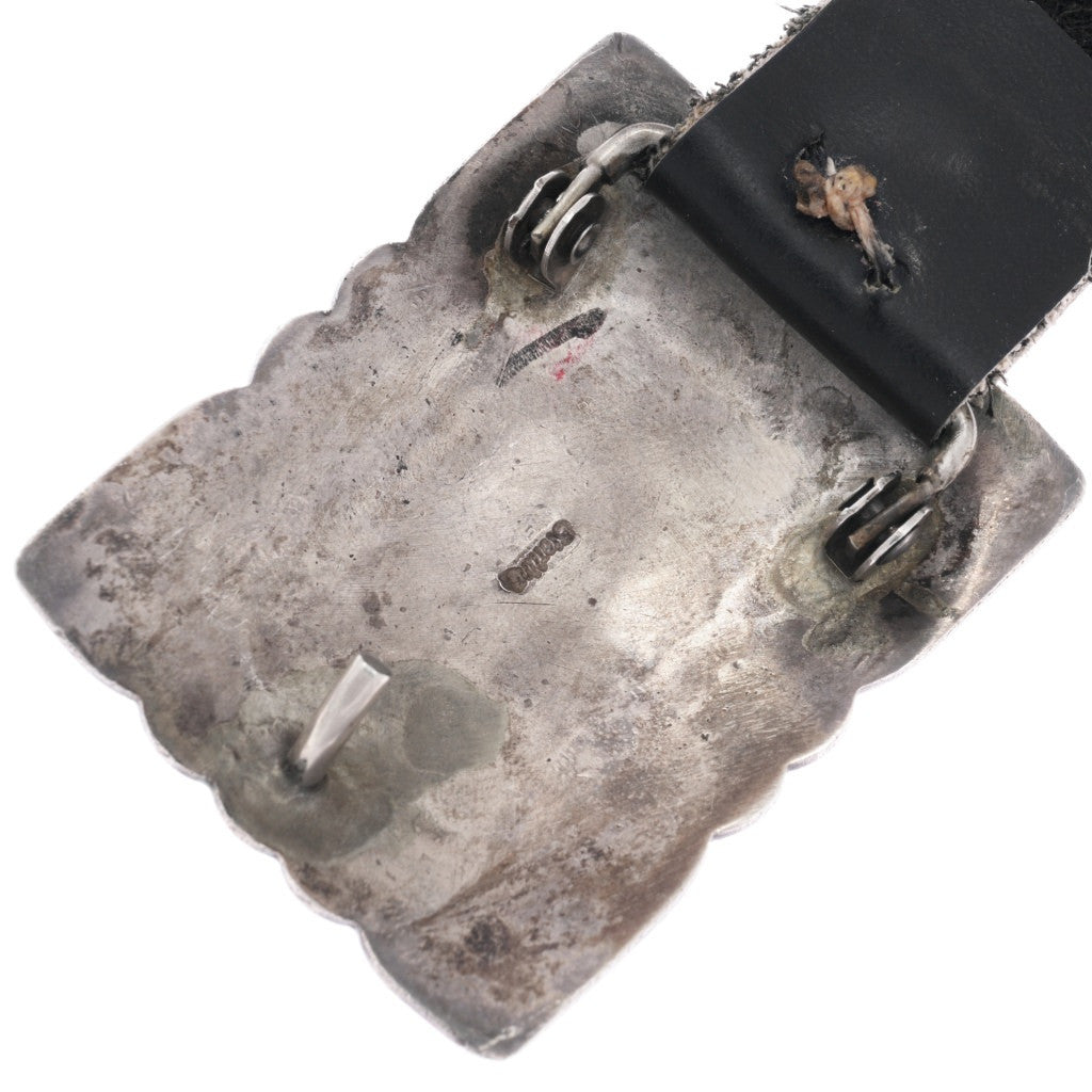 Vintage Sterling Silver Hand Stamped Navajo Concho Belt