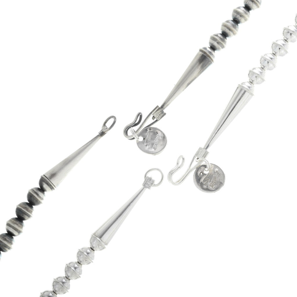 Navajo Sterling Silver Graduated Bench Bead Necklace-23”