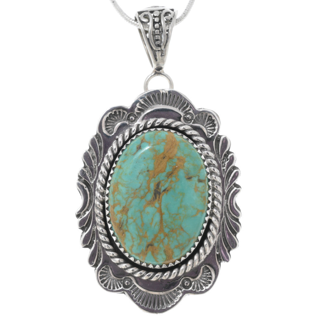 Number 8 Turquoise + Sterling Pendant