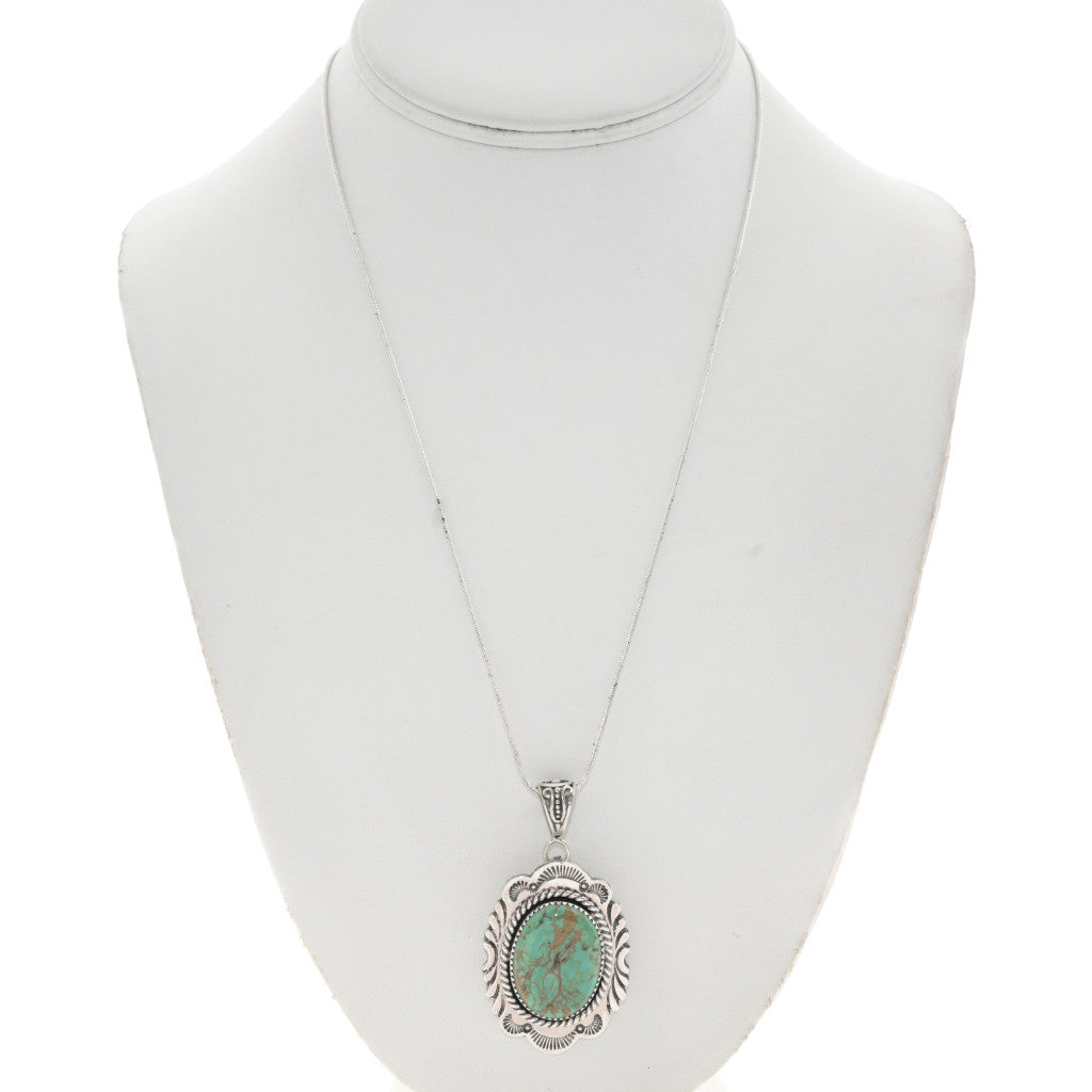 Number 8 Turquoise + Sterling Pendant