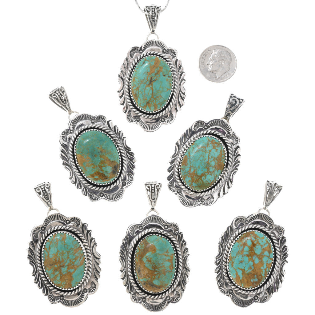 Number 8 Turquoise + Sterling Pendant