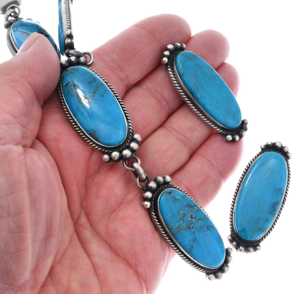 Vintage Handmade Kingman Turquoise Lariat Necklace Set