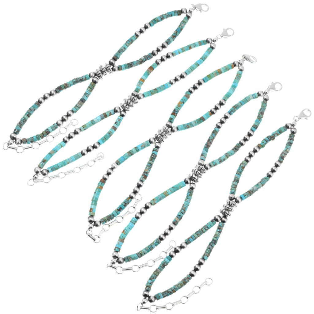 2 Strand Sterling & Turquoise Beaded Bracelet