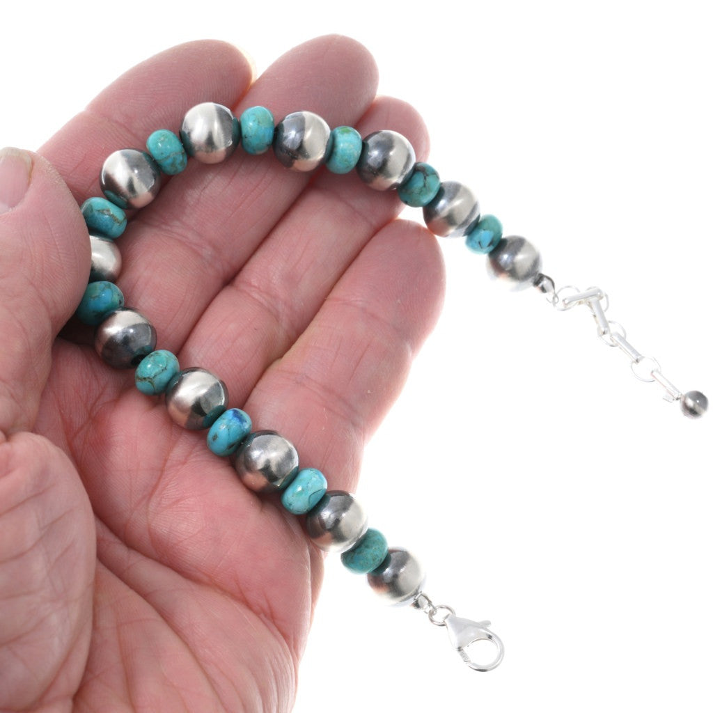 Sterling & Turquoise Beaded Bracelet