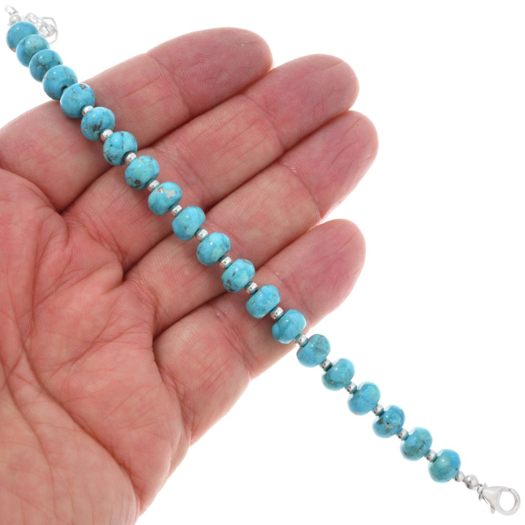 Turquoise + Sterling Beaded Bracelet