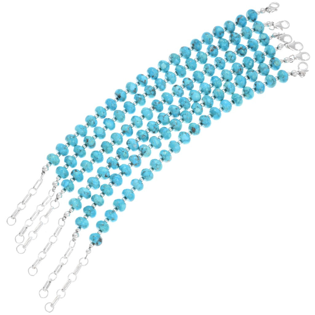 Turquoise + Sterling Beaded Bracelet