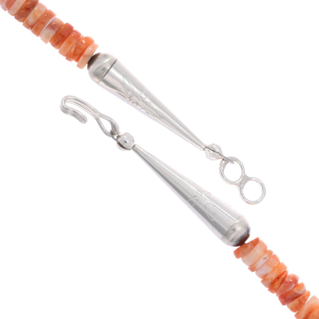 Orange Spiny + Turquoise Navajo Beaded Necklace