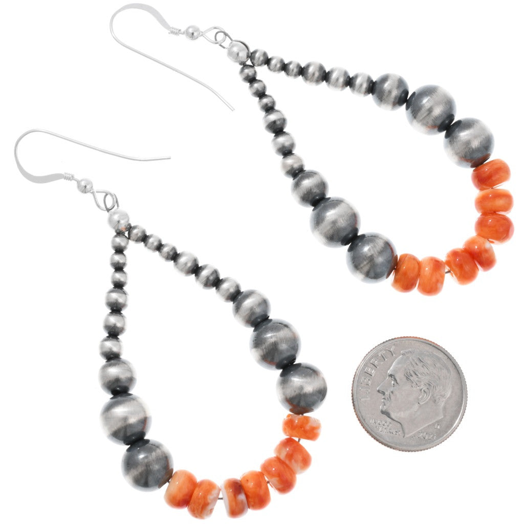 Sterling Pearl & Spiny Teardrop Hoop Earrings