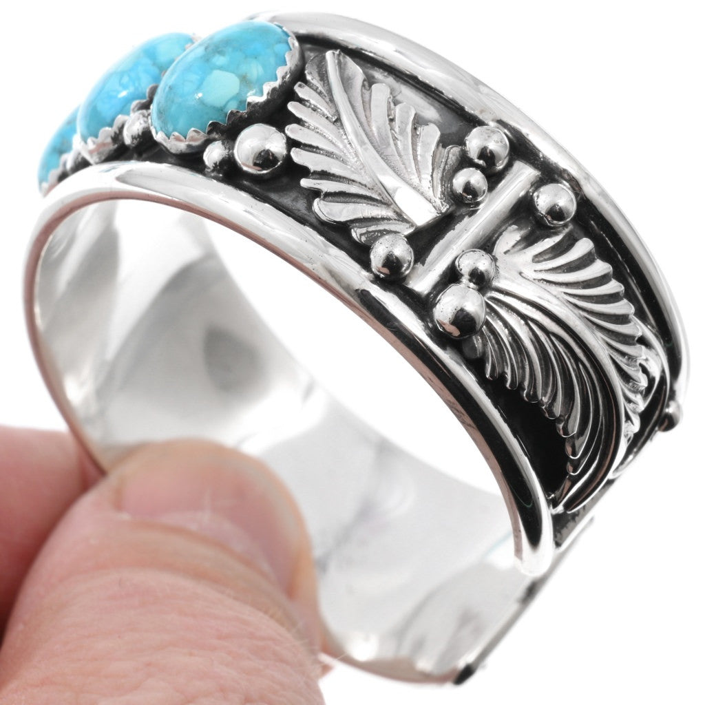 Birdseye Kingman 5 Stone Floral Cuff