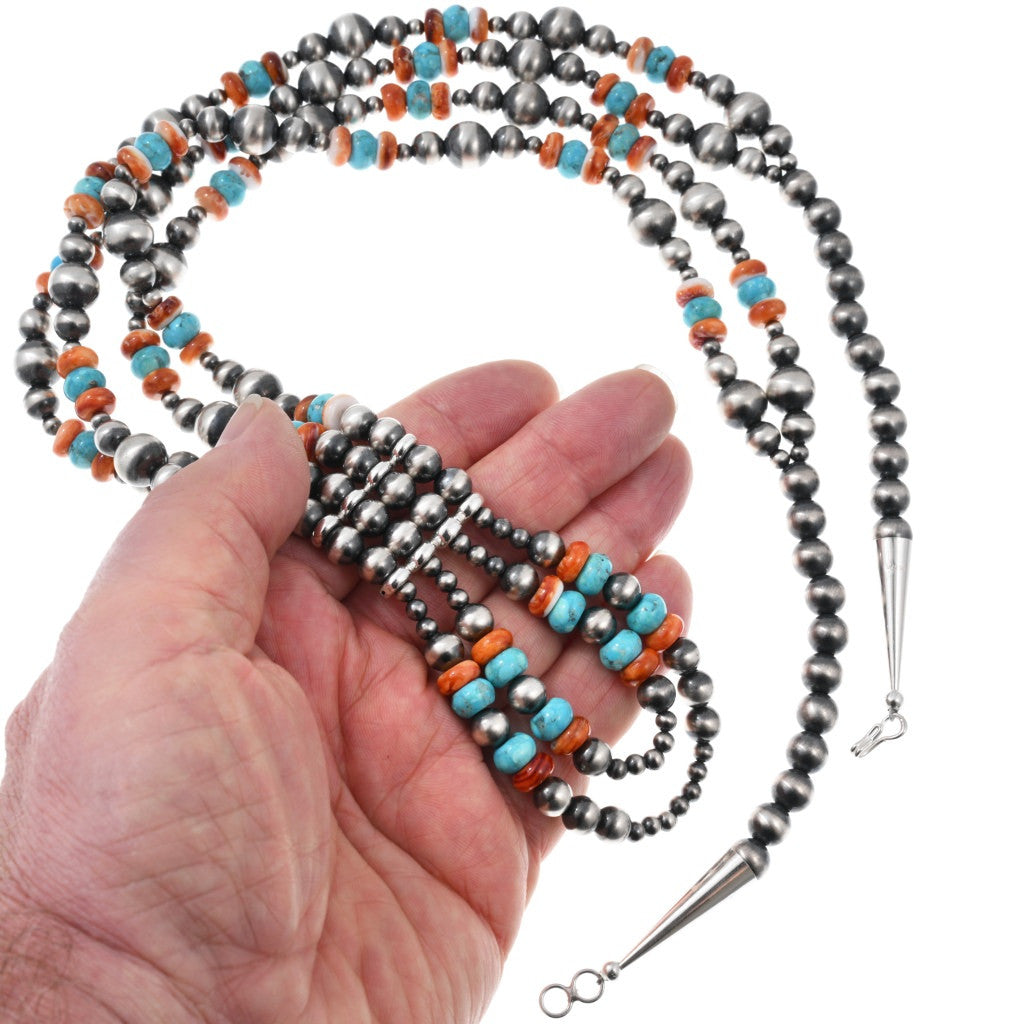 Double Strand Multi- Stone Navajo Style Pearl Necklace
