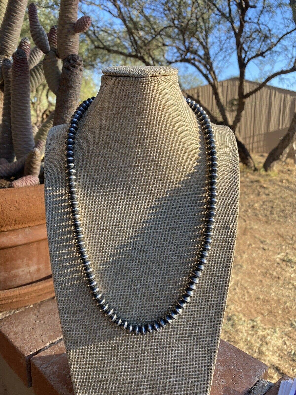 24" Sterling Silver Handmade Saucer Beads-9mm