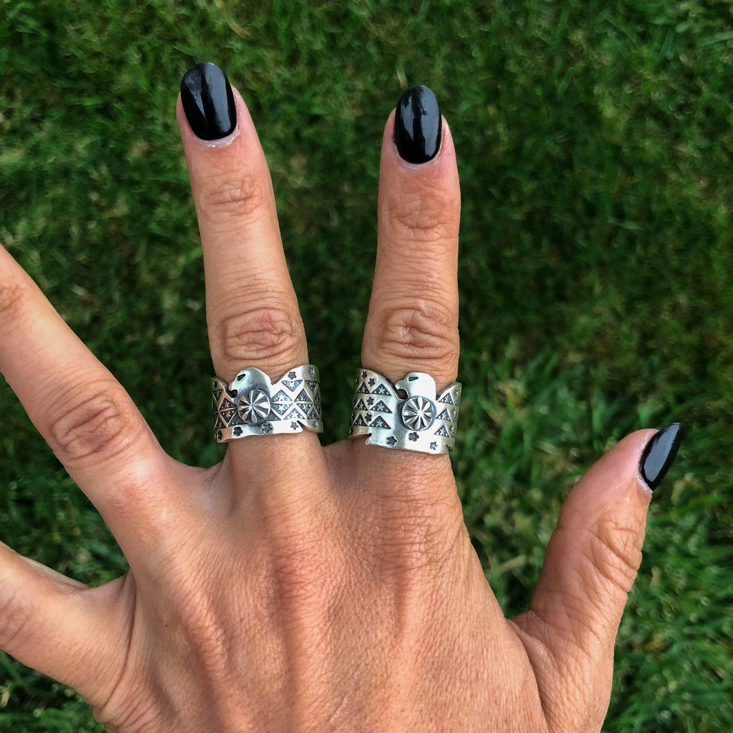 Stamped Sterling Thunderbird Ring