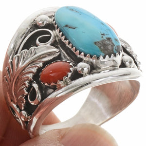 Men’s Turquoise and Coral Ring